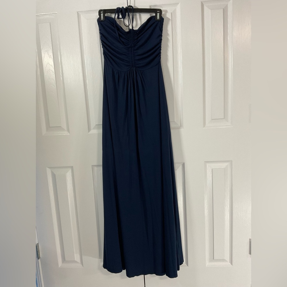 Casual summer strapless navy maxi dress